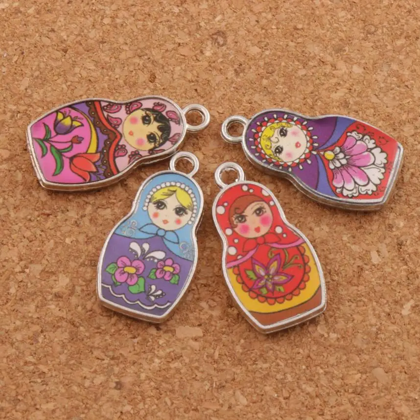 10 шт. Двусторонняя 4 цвета эмалированная Матрешка Русская кукла Очаровательные