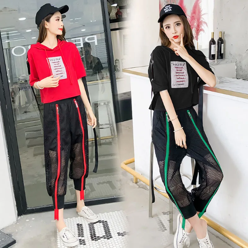 Летняя одежда новых корейских студентов с короткими рукавами Модные шаровары