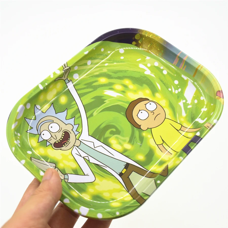 Рик & Морти 18 см * 14 металлический поднос для завальцовки дыма табака травы