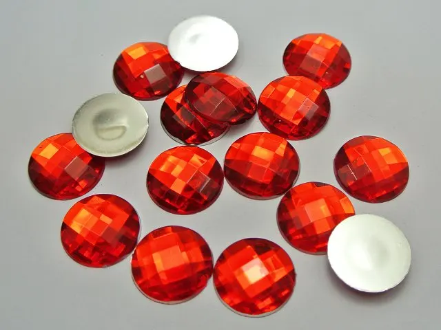 Красные блестящие акриловые стразы 16 мм с плоской задней поверхностью 100 шт.