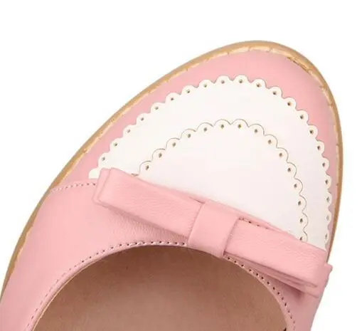 Модные женские кожаные туфли на платформе сезона 2015 г. больших размеров