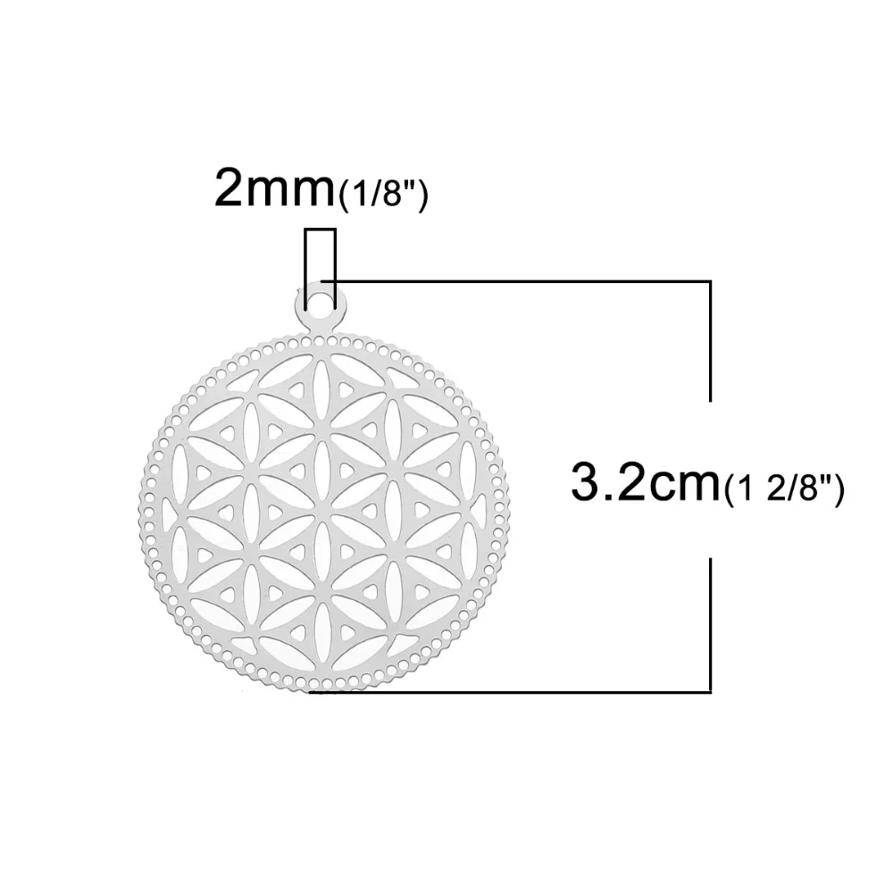 DoreenBeads 304 подвески в виде цветка жизни из нержавеющей стали круглые матового