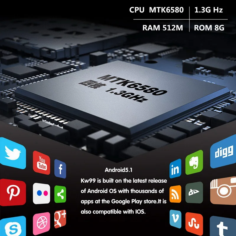 Новые 3G KW99 Android 5,1 Bluetooth Смарт часы MTK6580 8 Гб SIM wifi телефон gps монитор сердечного ритма носимые устройства