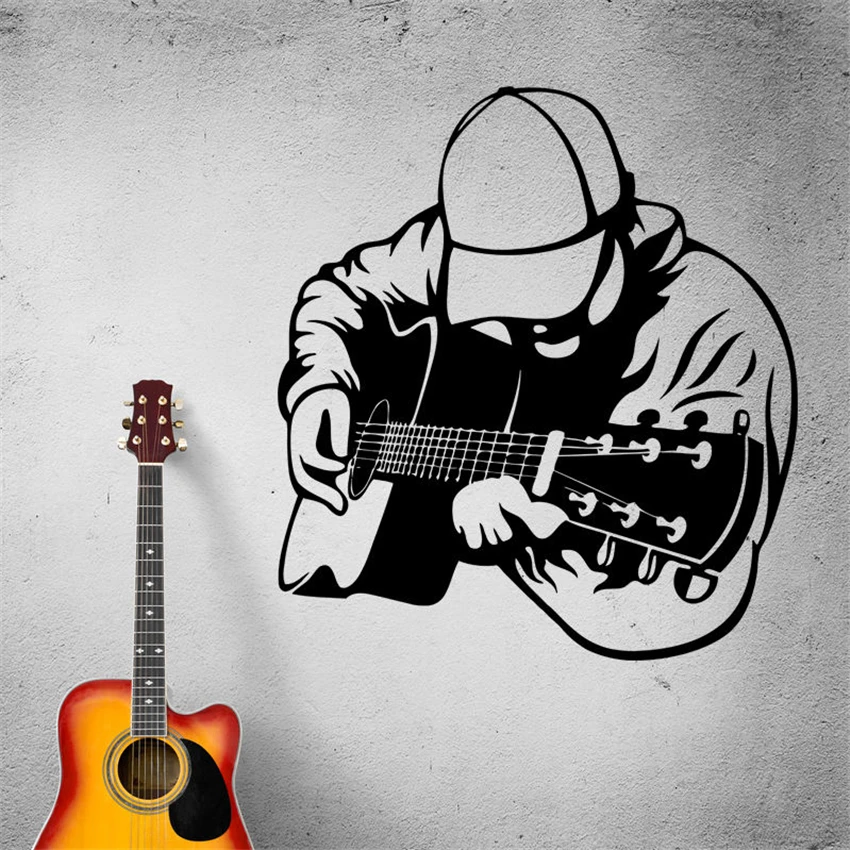 

music Wall Guitar Guitarist Musical Instrument Bard Vinyl Decal free shipping Modern Design Wall decoration Wall stickers M925