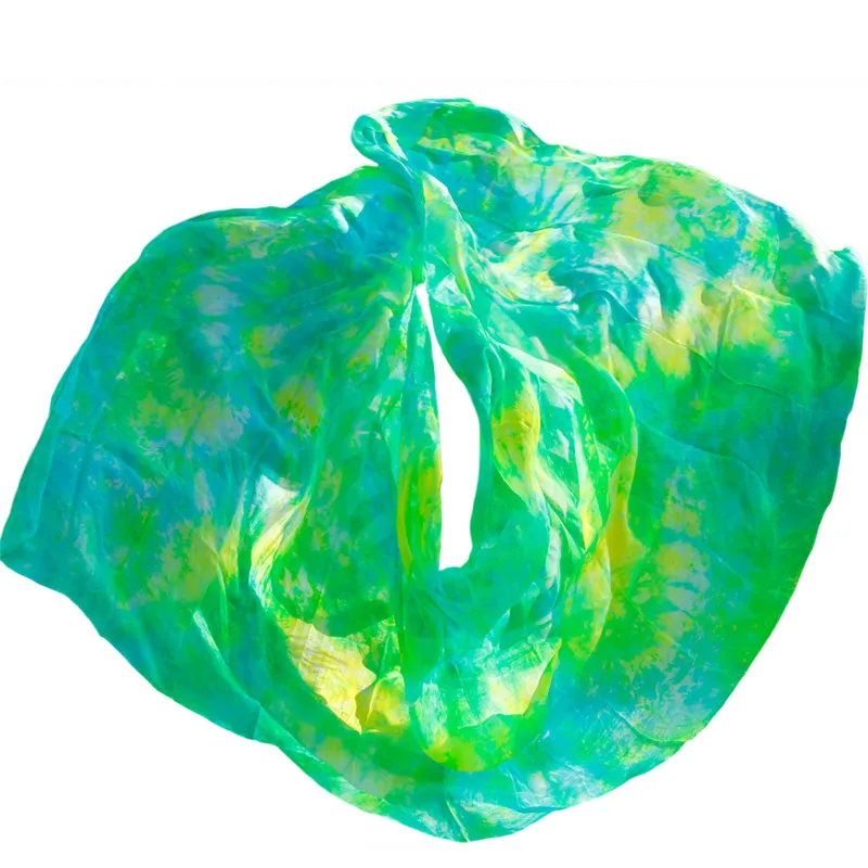 

2019 high quality Design of 100% silk belly dance the group dance mix color tie-dye bellydance veil mix color Can be customized