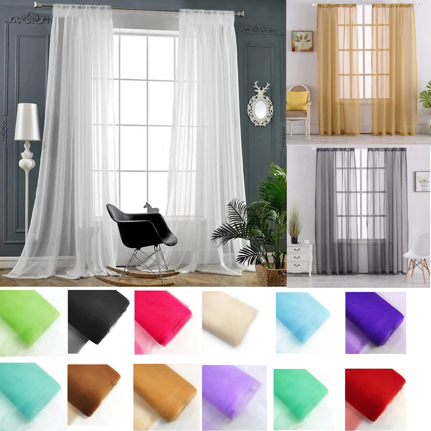 Современные тюлевые шторы для гостиной однотонные на окна спальни европейские