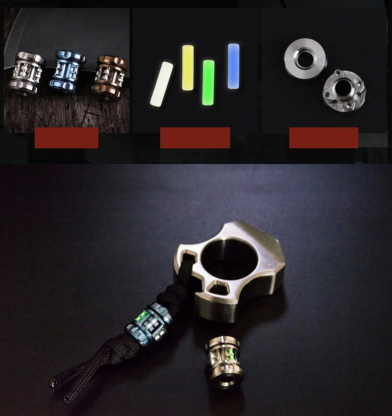 EDC титановый нож бусины тритиевые газовые трубы кулон уличный Паракорд DIY украшения титановые выживания EDC многофункциональные инструменты