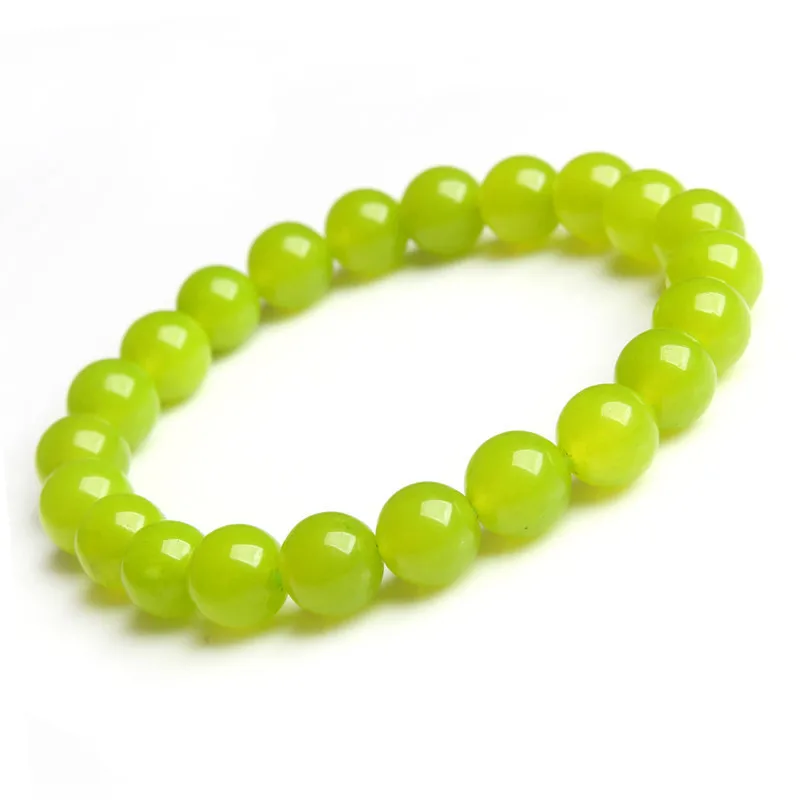 

12 мм натуральные нежные желтые браслеты из халцедона, кварцевый кристалл, женское ювелирное изделие с зеленым камнем, браслеты с бусинами, б...