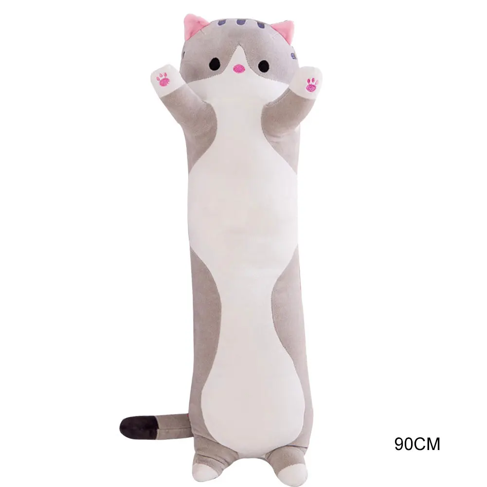 90cm Милая плюшевая кошка кукла мягкая плюшевая подушка в форме котенка кукла игрушка подарок для детей девушка Peluche bambola lunga gatto HTQ99 - Цвет: 90cm