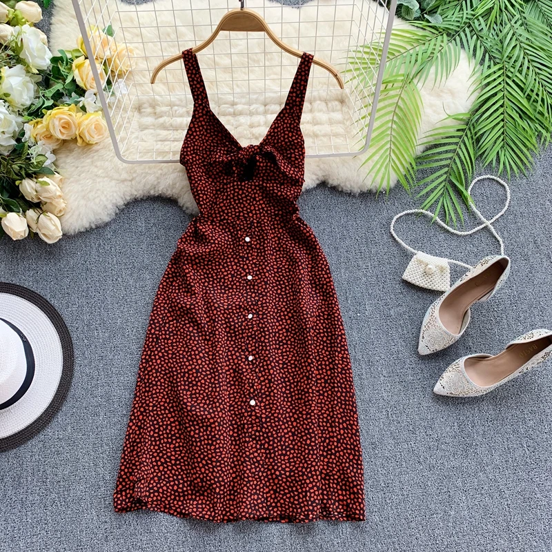 Женское мини платье без рукавов ALPHALMODA с V образным вырезом и узлом однорядное