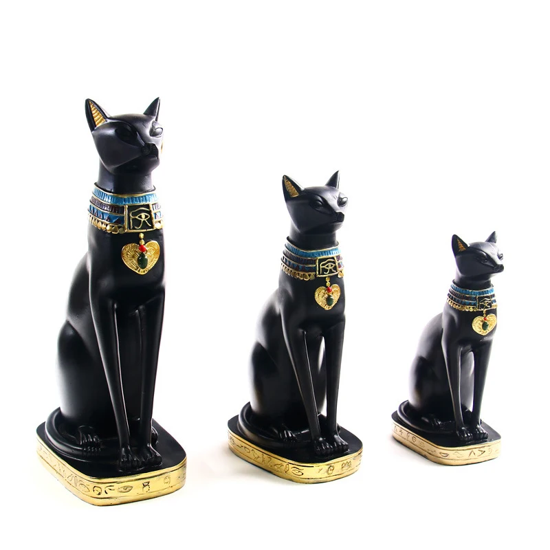 Feng Shui Egypt Moon Goddess Bastet Incarnation Cat God Figurine Egyptian Resin Home Office Desktop Decor Craft | Дом и сад