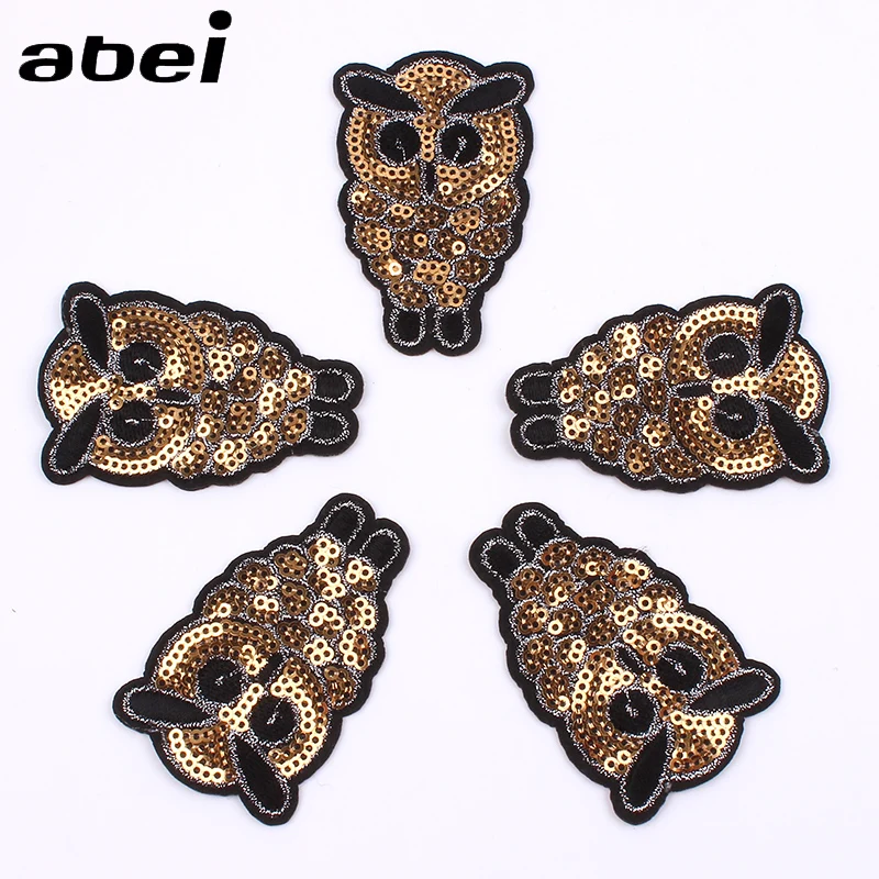 

10pcs Sequined Owl Patch Cartoon Animal Sticker Apparel Garments Sewing Accessories DIY Fabric appliques Jeans Bags Pants Badge