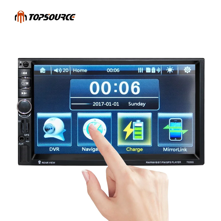 TOPSOURCE 7020 г 2 Din Автомобильный мультимедийный плеер + GPS навигация 7 ''HD сенсорный