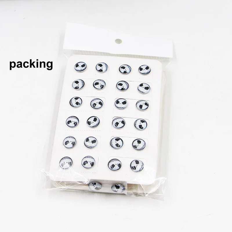 Оптовая продажа серьги-гвоздики Белого клоуна с рисунком для мужчин и женщин из