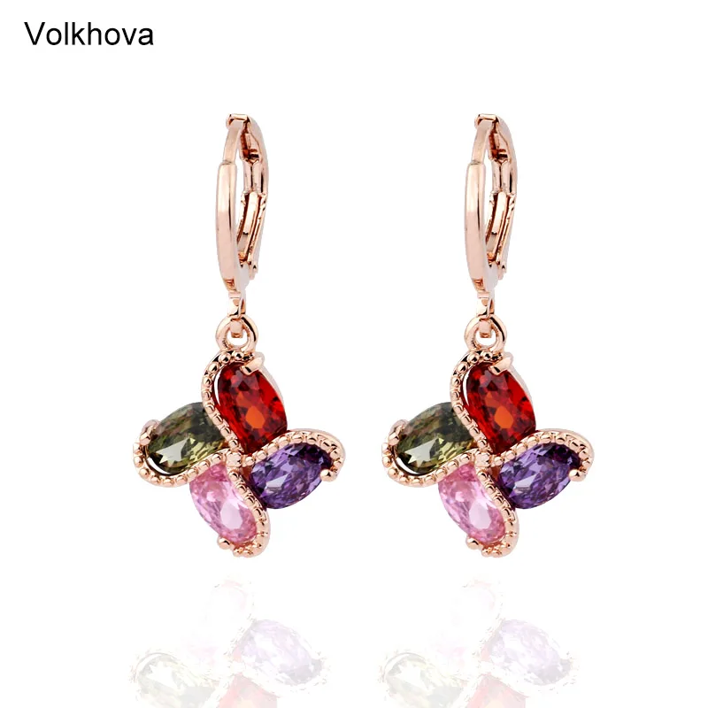 

korean earrings series of colorful egg-shaped zircon exquisite shiny rose gold earrings for women's Wedding Party Jewelry