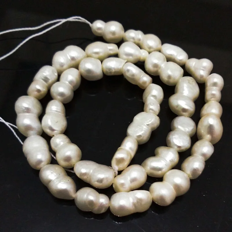 

16 inches 9-10mm White Natural Peanut Shaped Freshwater Baroque Pearl Loose Strand