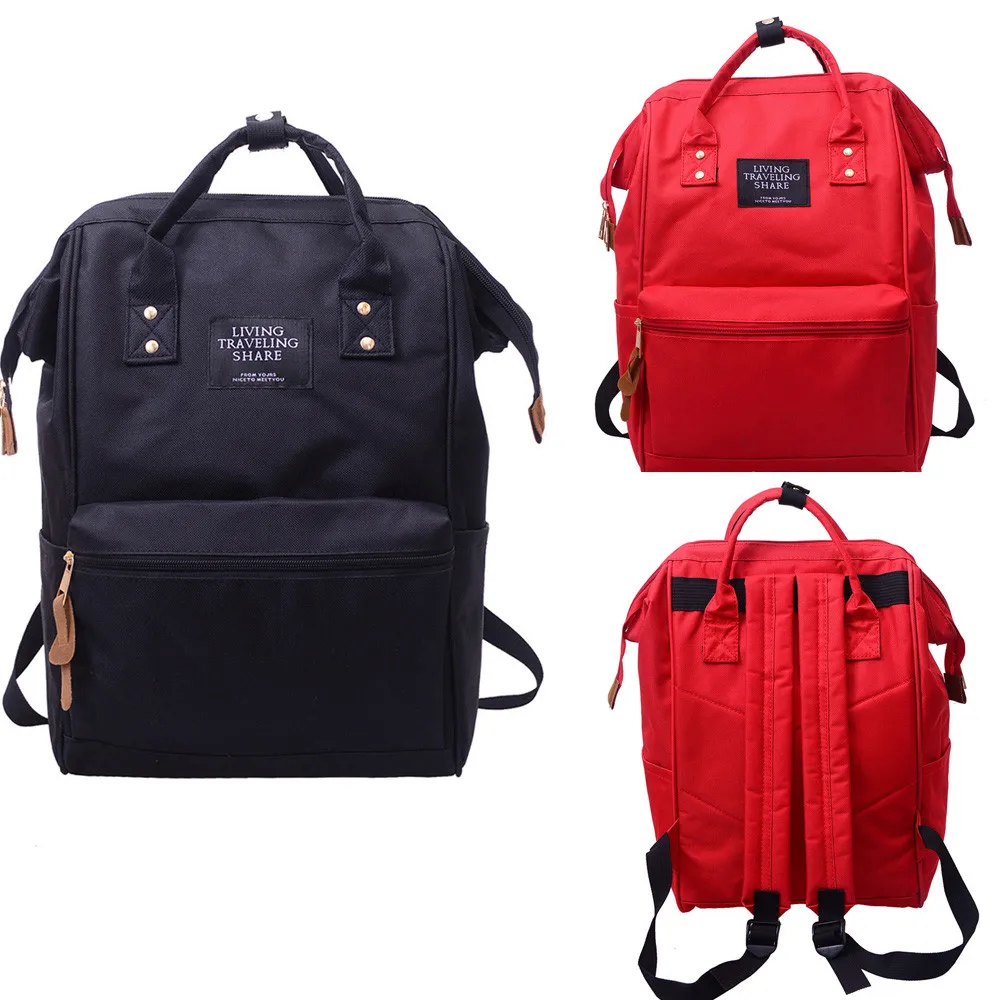 Однотонный Рюкзак Школьная Дорожная сумка на двух ремнях пакет с молнией женский