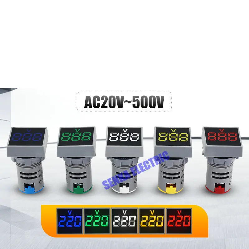 AC24 500V 22 мм крепление квадратный светодиодный Дисплей Цифровой вольтметр лампа