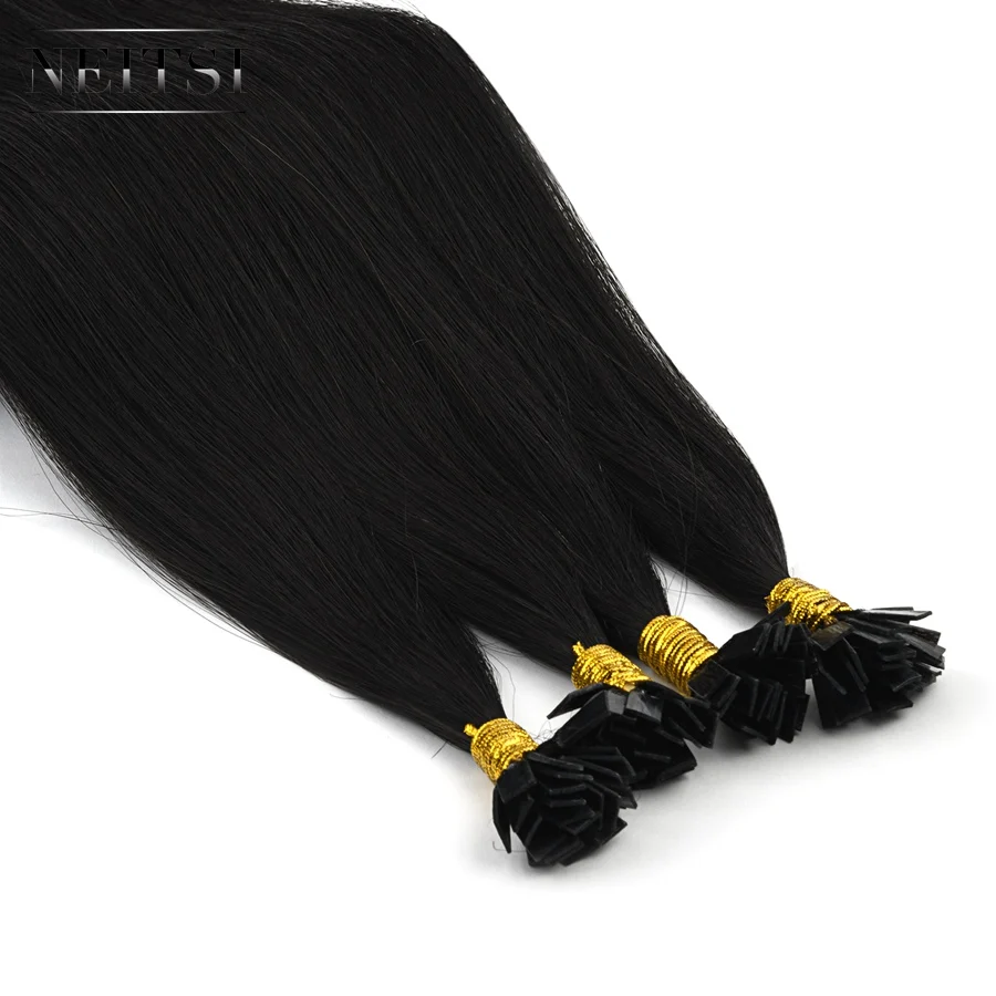 Neitsi двойной нарисованный Remy плоский наконечник человеческих волос для наращивания 2" 1,0 г/локон 25 шт Прямые капсулы кератин предварительно скрепленные салонные волосы образец