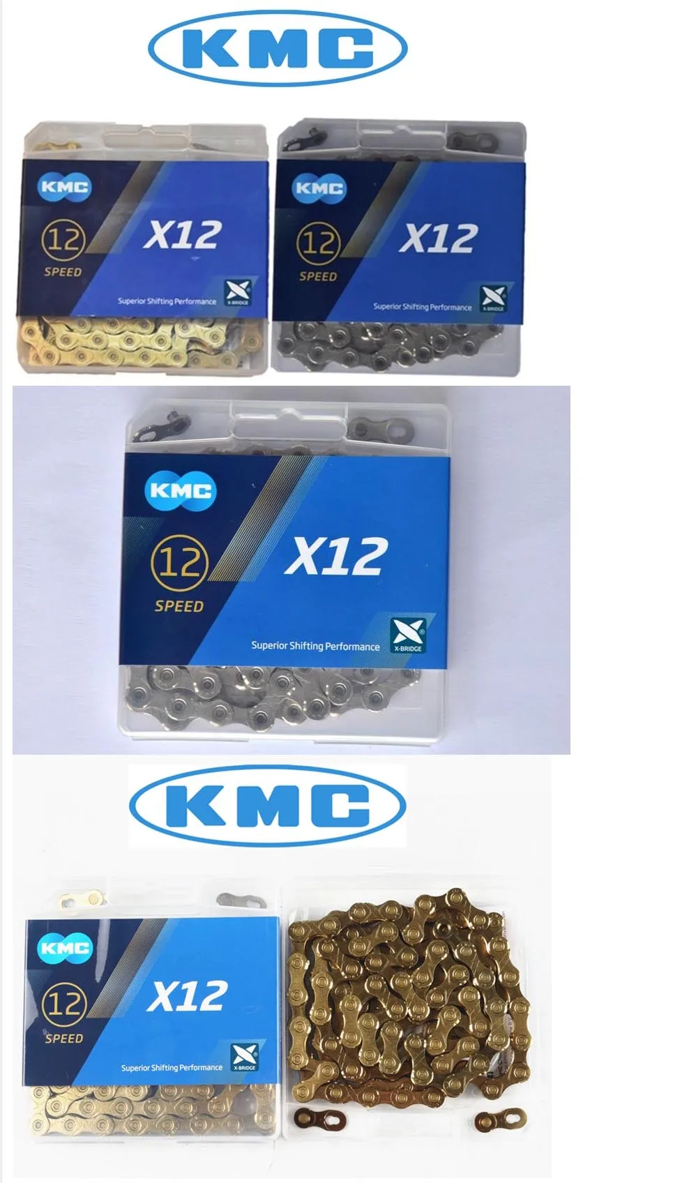 KMC X12 12 Скоростей 126L MTB горный велосипед цепь 12 s Золотая цепь велосипедные цепи