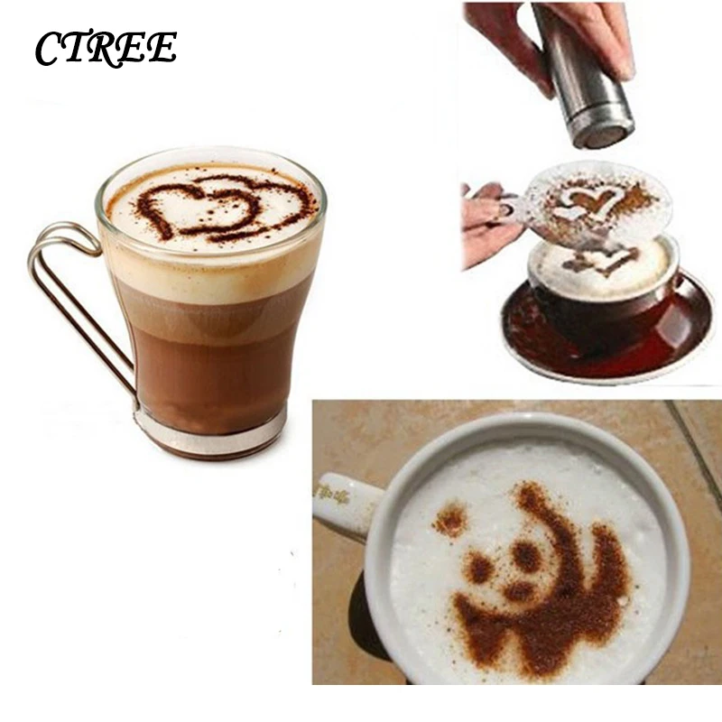 FEIGO 16Pcs/set Fancy Coffee Printing Flower Mould Plastic Cafe Foam Spray Barista Stencils Decoration Tool Garland Mold C296 | Дом и сад