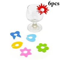 6pcs creative silicone glass markers colorful wine cup label identification mark banquet party bar drink cup labels marker tags