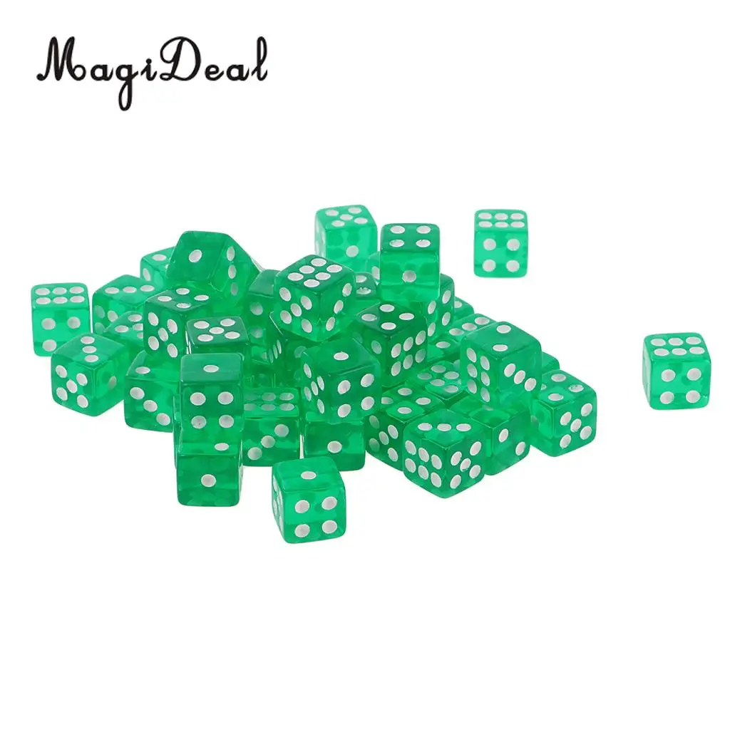 MagiDeal 50 шт в наборе прозрачные игральные кости D6 6 кубика 12 мм для настольных игр