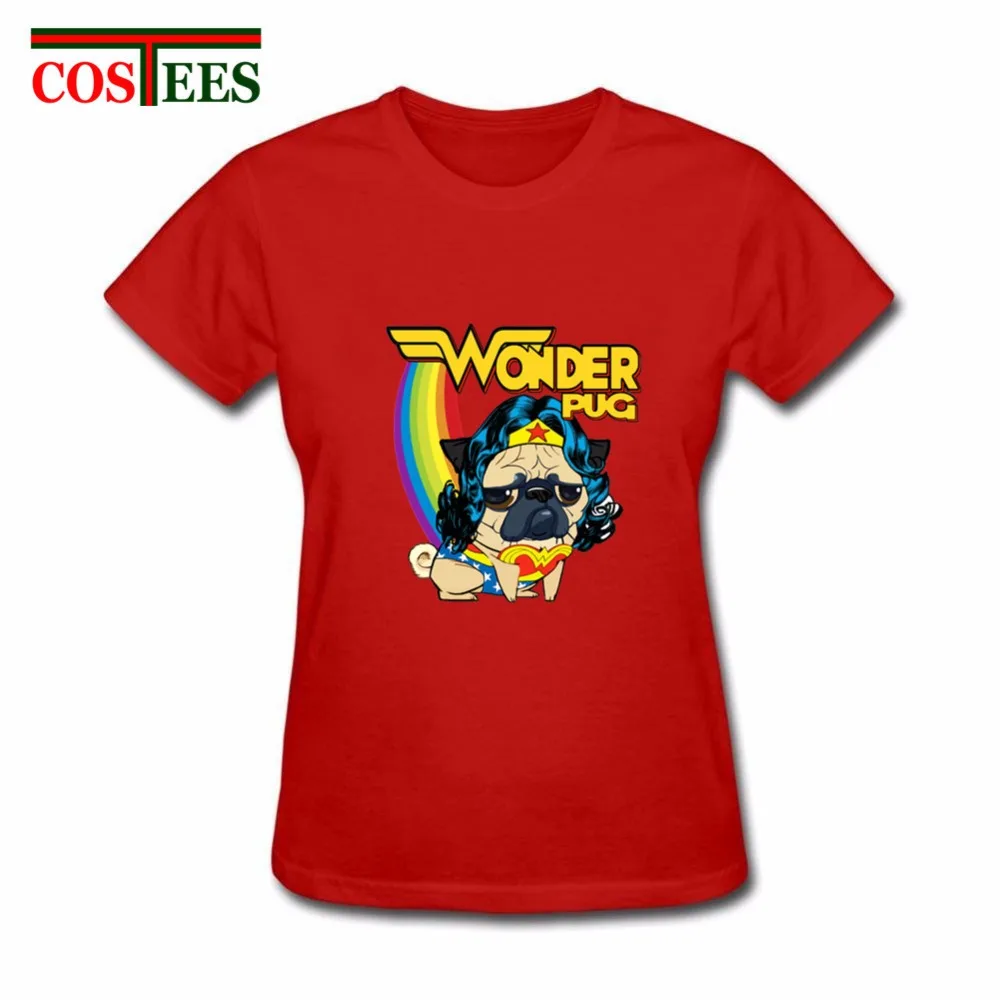 Camisetas/Летняя футболка wonder с чудо Мопсом Женская Радужная единорогом женская для