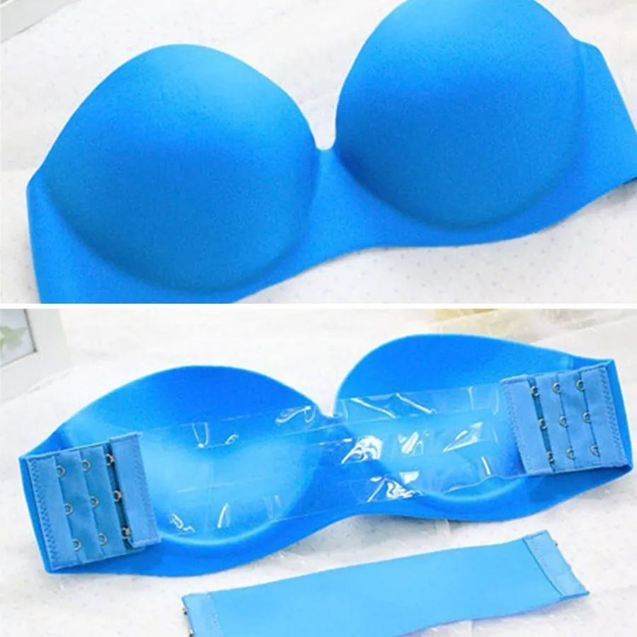 

Free shipping wholesale full size one-piece colorful push up seamless strapless backless soft cup bras 90 pcs/lot 415 usd