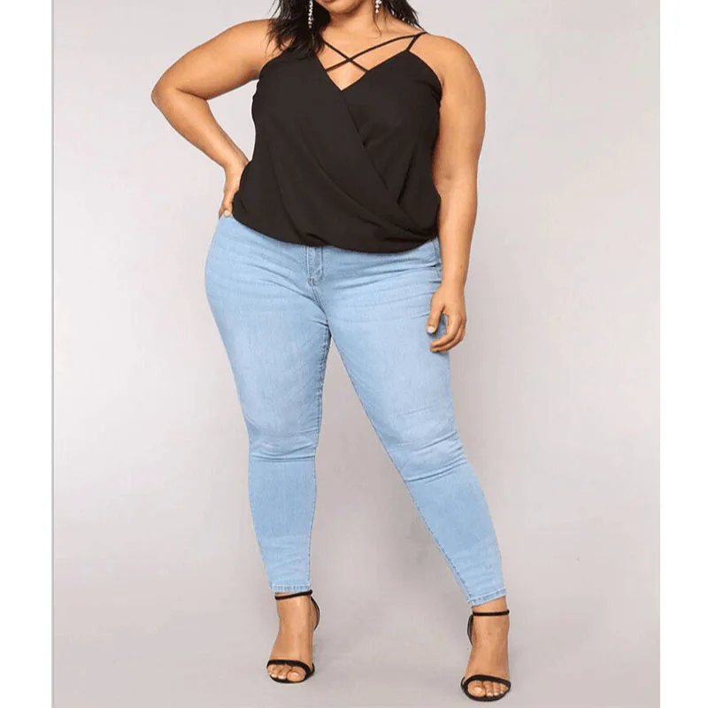 

Big Yards Jeans Pants Women 2019 Spring Autumn Ripped Woman Denim Pants Casual Trousers Pencil Skinny Elastic jeans 2XL-7XL