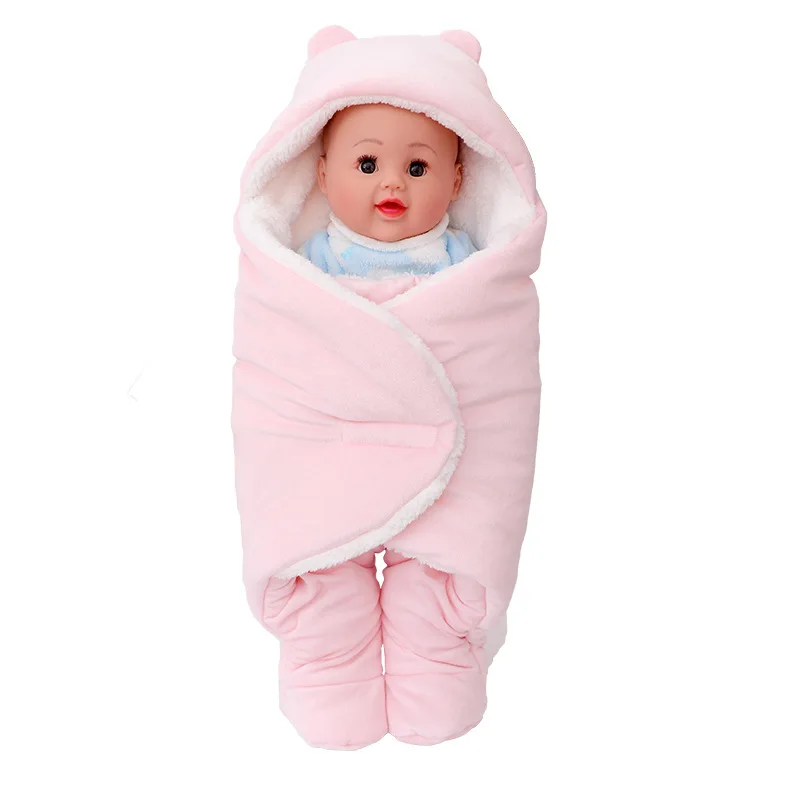 

Coral Fleece Warm Newborn Baby Sleeping Bag Grey Bear Sleepsack Swaddle Wrap Infant Toddler Stroller Quilt Blanket Soft Bedding
