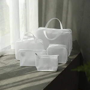 Белая прозрачная косметичка с сеткой, водонепроницаемая сумка для макияжа, органайзер для ванной, дорожный туалетный чехол, косметический набор