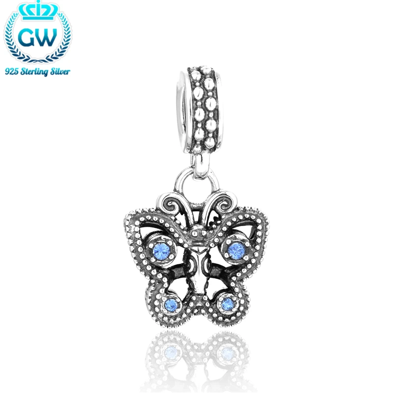 Серебро 925 ювелирные изделия бабочка очарование кулон подходит браслеты с