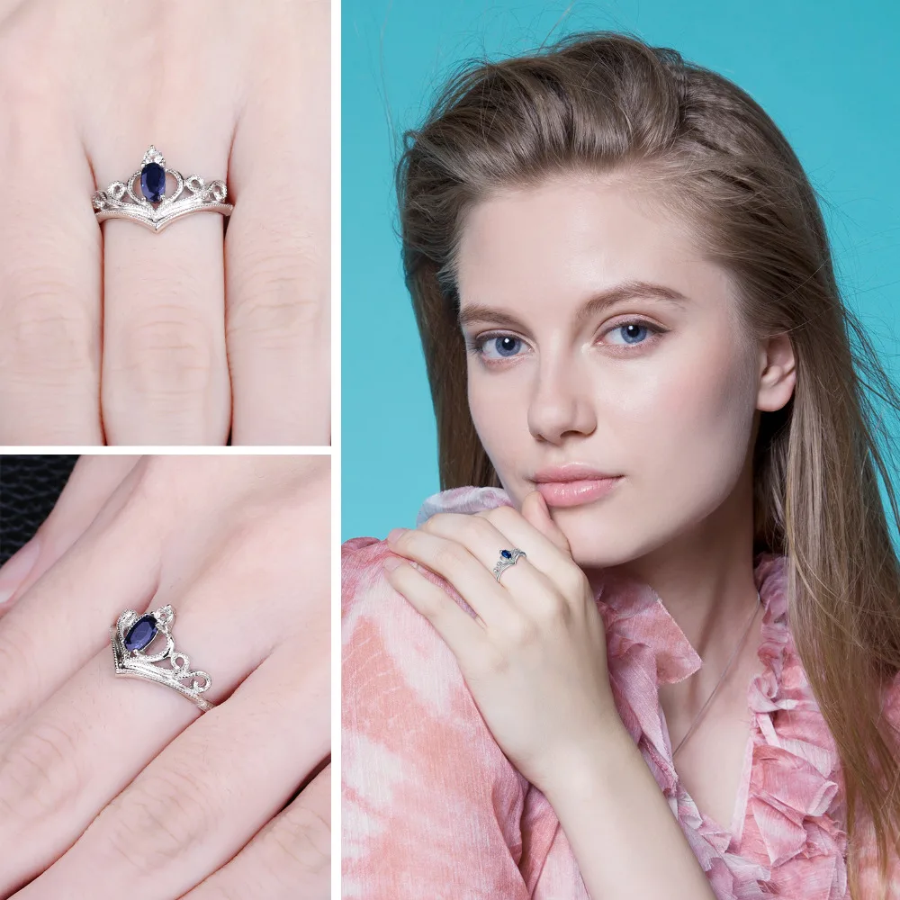 JewelryPalace Корона 0.3ct Овальный Подлинная сапфирами Обручение Юбилей Promise Ring 925