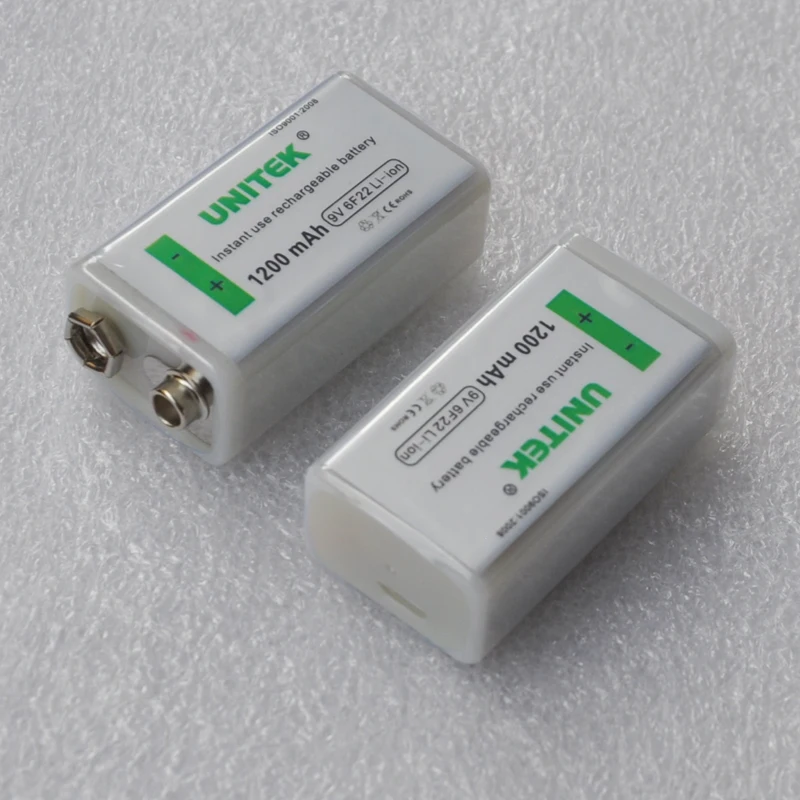 UNITEK USB 9V rechargeable battery 1200mAh lithium ion li cell for wireless microphone Guitar EQ smoke alarm multimeter | Электроника