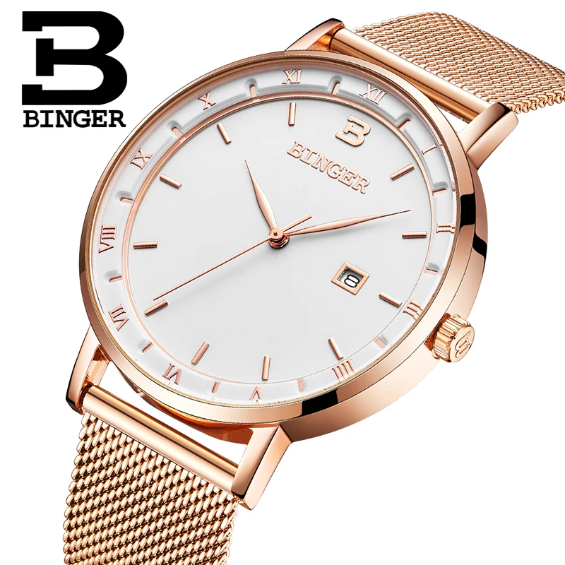 Switzerland BINGER Luxury Brand Japan MIYOTA Quartz Men's Watches 100 M Waterproof Sapphire Auto Date Ultra-thin Clocks B2001M-4