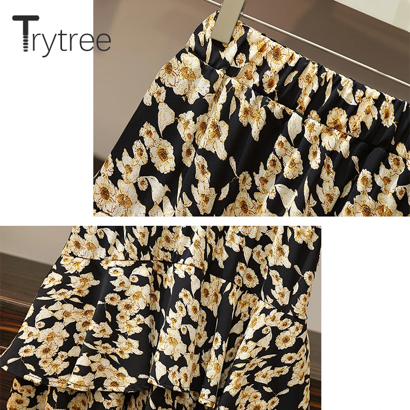 Trytree летний женский комплект из двух предметов Повседневный кружевной топ с