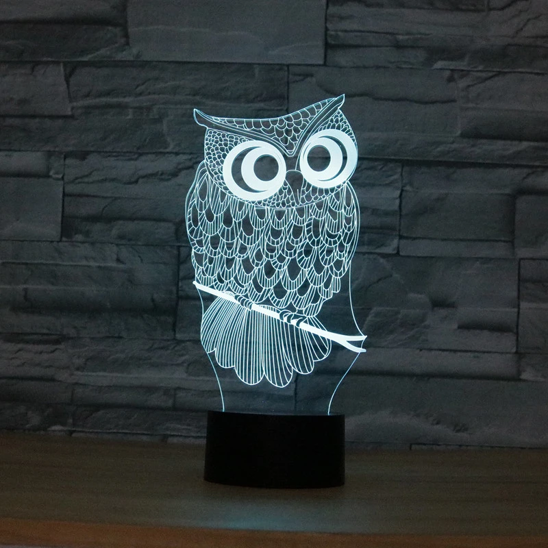 Kawaii мультфильм 3D Сова ночник RGB переменчивая лампа настроения Светодиодная DC 5V
