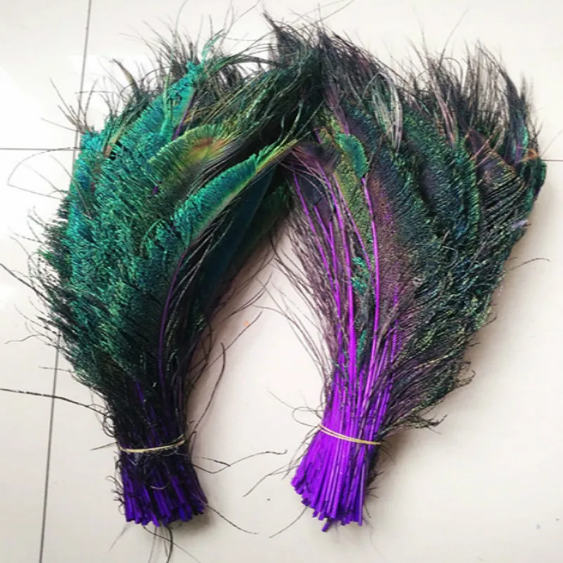 

Wholesale beautiful purple peacock feather sword 50 pcs symmetrical size 30-40 cm 12-16 inches celebration decoration