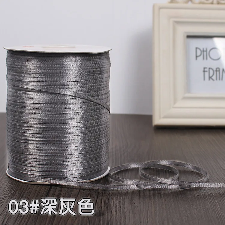 3 мм атласная лента 22 м/лот DIY ручной работы, товары для рукоделия, свадебные, для дня рождения, подарочная упаковка, белые, розовые, бежевые, кремовые ленты - Цвет: Темно-серый