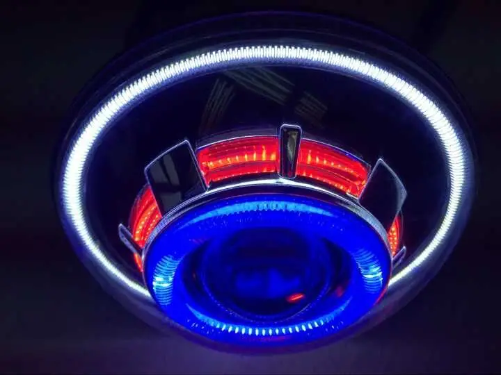 Одна пара 7 дюймов JK Led звездное фары для автомобиля с дьявол Демон глаз и