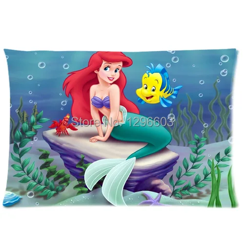 The Little Mermaid Zippered Cotton Pillowcase Pillow Case Cover White Standard Size 20&quotX30&quot | Дом и сад