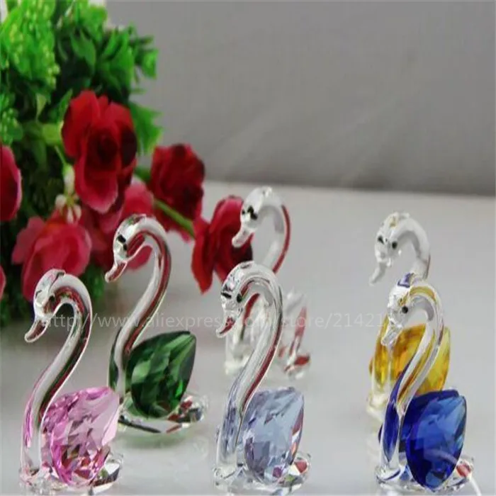 free shipping s Feng Shui Crystal Animals Crafts Swans Figurine For Home Weding Decor Gift | Украшения и аксессуары