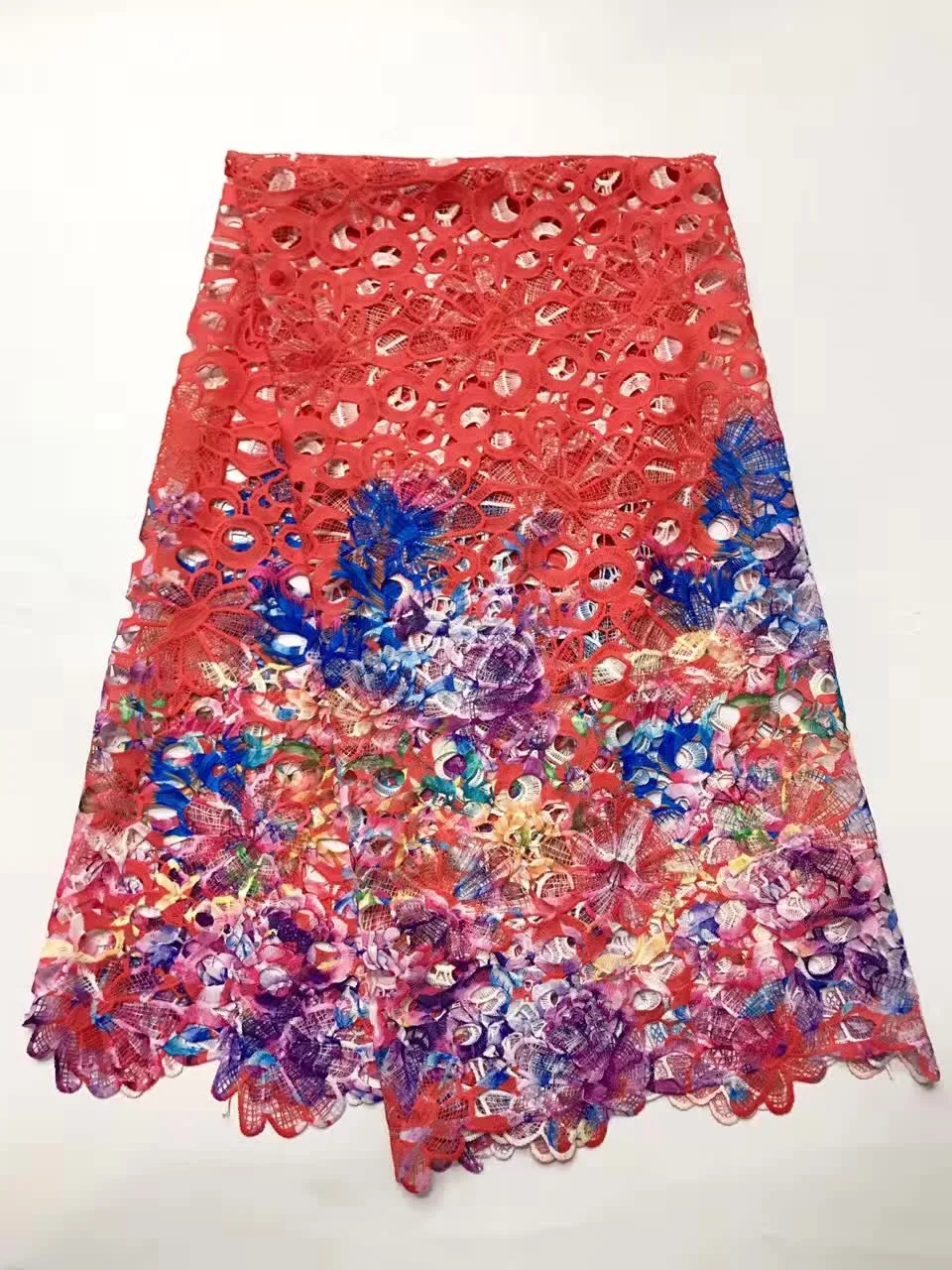 

Bridal Nigerian Wedding Lace Materials 3D Lace Fabric High Quality 2019 African Lace Fabric On Sale Beads Lace Fabric AMZ669 red
