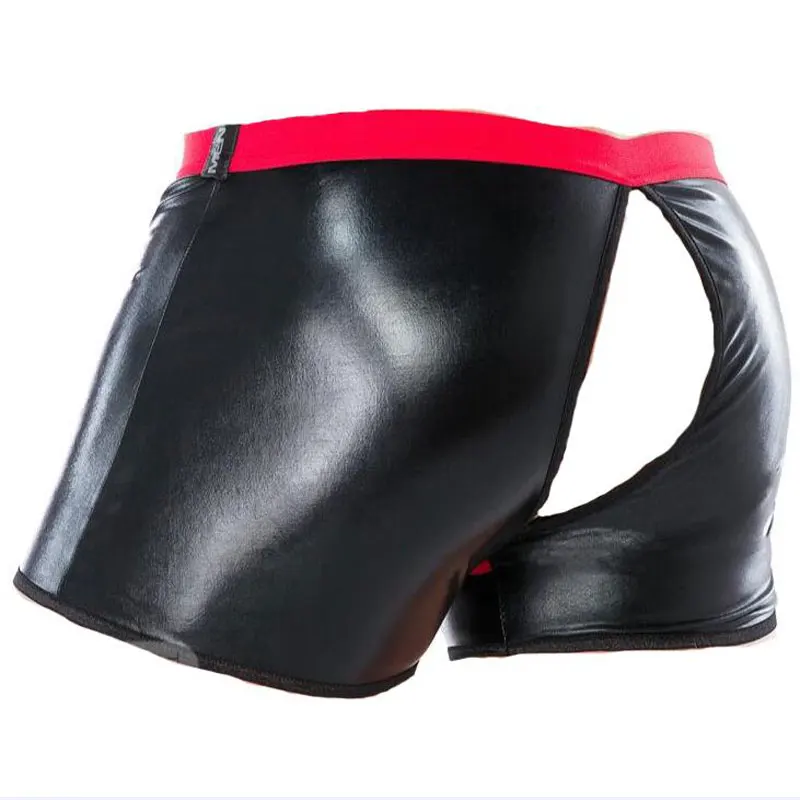 Мужские трусы боксеры размера плюс U выпуклая сумка из ПВХ блестящее открытое