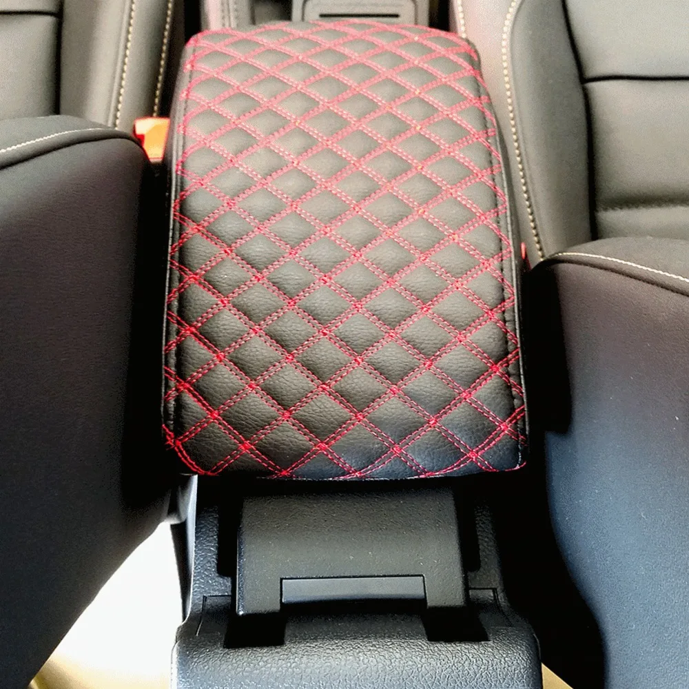 Автомобиль центральной консоли подлокотник коробка крышка DIY черная кожа с