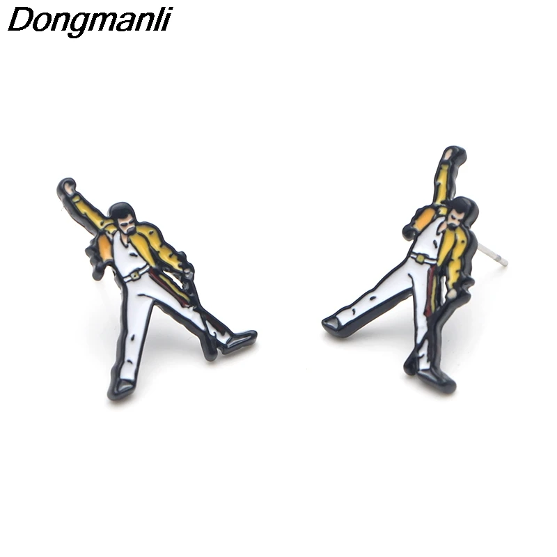 P3591 Dongmanli Freddie Mercury серьги гвоздики для женщин Эмаль Нержавеющая сталь пирсинг ювелирные изделия из Кореи для девушек