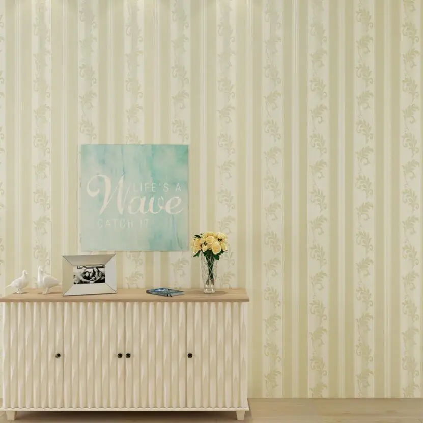 Элегантные вертикальные полосатые обои 3d цветок лист настенная бумага фрески в