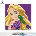 Раскрашивание по номерам сделай сам, золотые длинные волосы, картины с персонажами мультфильмов по номерам с наборами 40x50 в рамке