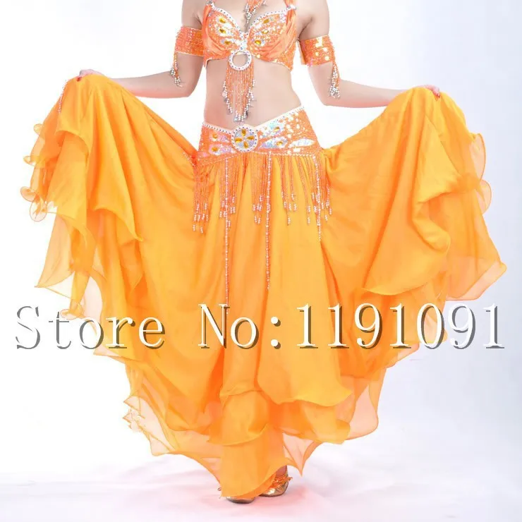 14 видов цветов трехслойная шифоновая юбка для танца живота Высококачественная